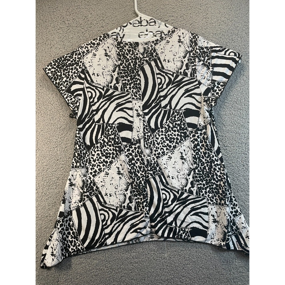 Shannon Ford New York Top, Black and White Pattern, Flutter Sleeve, XL